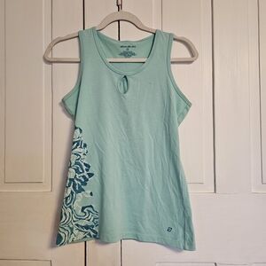 Eddie Bauer Aqua Tank with Floral Side Print